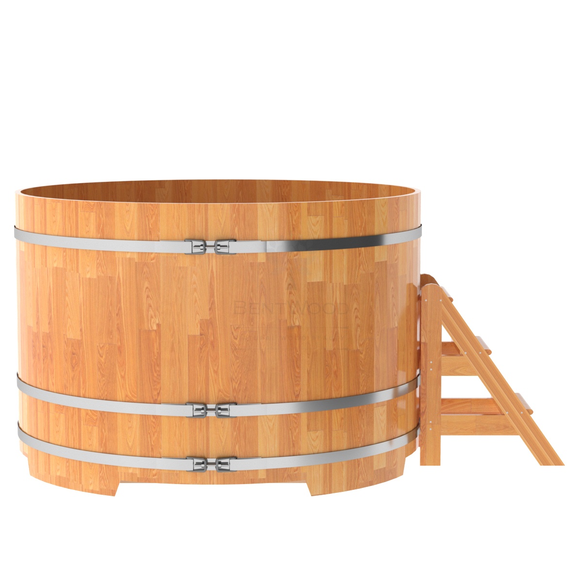 1559 Купель круглая из сращенных ламелей лиственницы d=1,80х1,2 натуральная Alyarus  - Вид №2