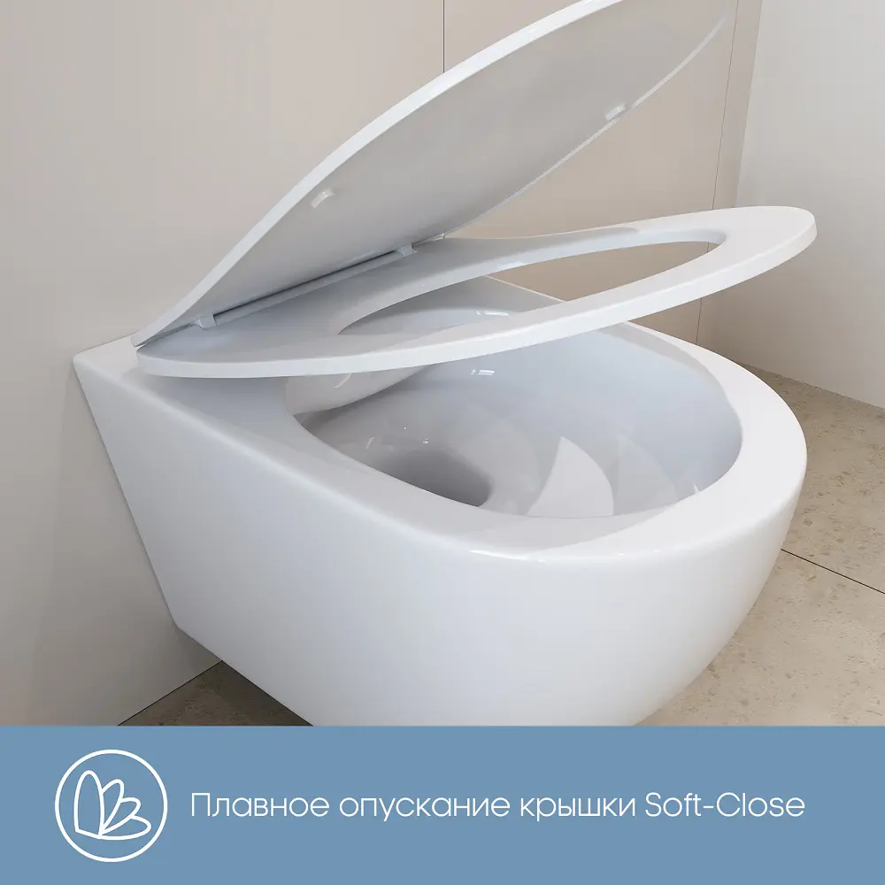Комплект инсталляция с унитазом Tece Aqd Ovot S955203OV0110, с микролифтом, клавиша цвет белый 89389087 STLM-2181869 - Вид №5