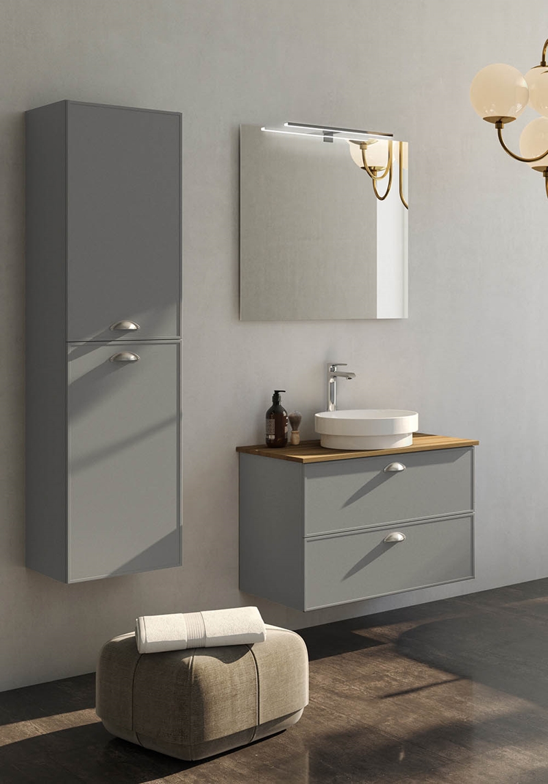 320115 Высокий Шкаф Flex Vogue Soft Grey Noro  Серый  - Вид №1