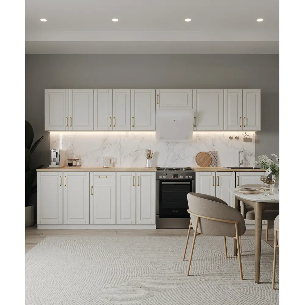 Кухонный гарнитур «Лача» 140x60 см МДФ цвет ванильный Santreyd STLM-2069535 - Вид №2