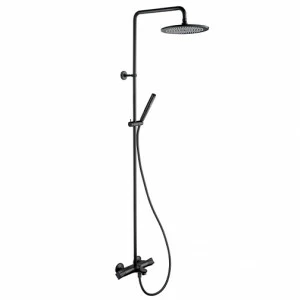 CRITE184 Внешний термостатический смеситель для ванны "Cold Touch" с ручкой из АБС-пластика, поворотной трубкой на стойке, верхним душем ø 25 см, ручным душем с защитой от известкового налета со скользящей рейкой и гибким шлангом LONG LIFE Cristina Rubine