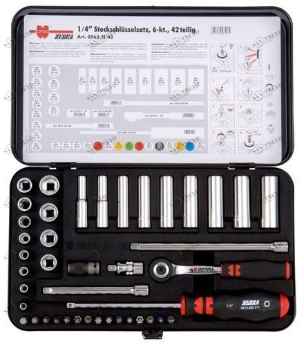 Würth Набор торцевых ключей 1/4, 42 шт. Assortimenti chiavi a bussola 09651142