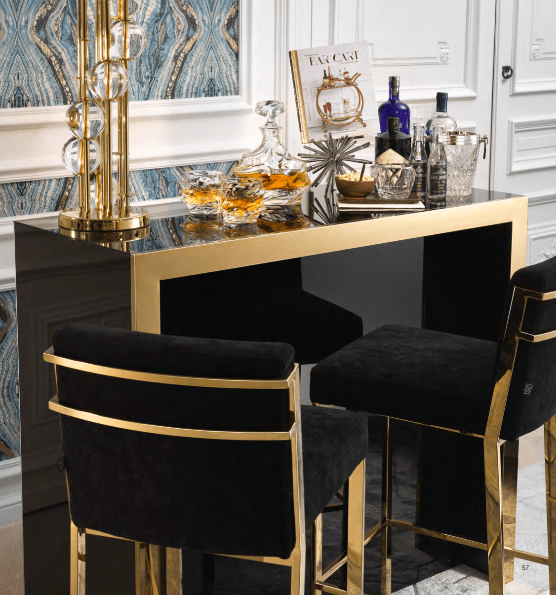 Барная стойка черная под мрамор Grimaldi от Eichholtz EICHHOLTZ  062932 Черный  - Вид №3