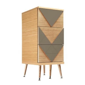 Комод с деревянными ножками и 3 ящиками коричневый Slim Woo WOODI  00-3965923 Бежевый;коричневый