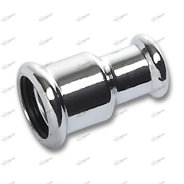 1162401815 SANHA 16240 пресс-фитинг, медь, муфта ред. ВПр-ВПр, хром. 18x15 мм 