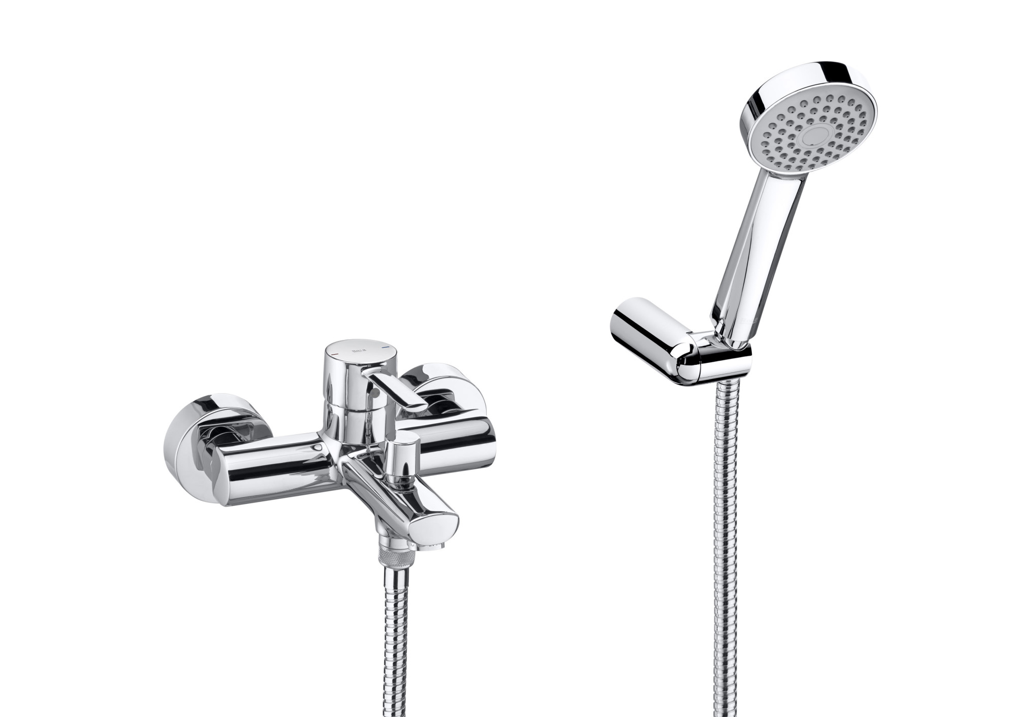 A5A0160C02 Однорычажный внешний смеситель для ванны и душа с автоматическим переключателем, ручной душ, гибкий шланг 1,70 м. и шарнирный кронштейн для душа ROCA Targa