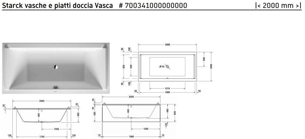 Duravit Прямоугольная акриловая ванна Starck 700339 - 700340 - 700341 - Вид №9