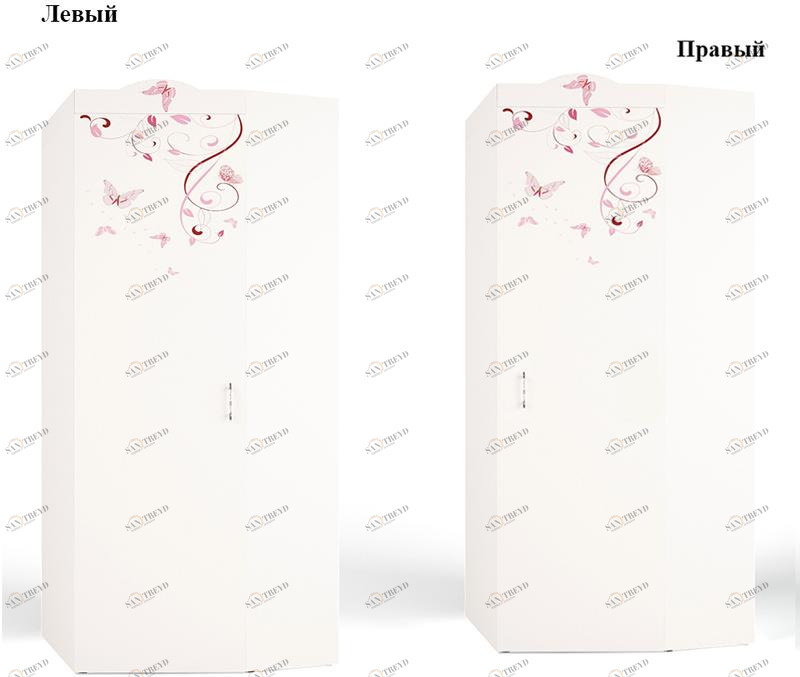 Шкаф угловой ABC-KING Фея без зеркала с бабочкой ( правый) розовая 4631148296268