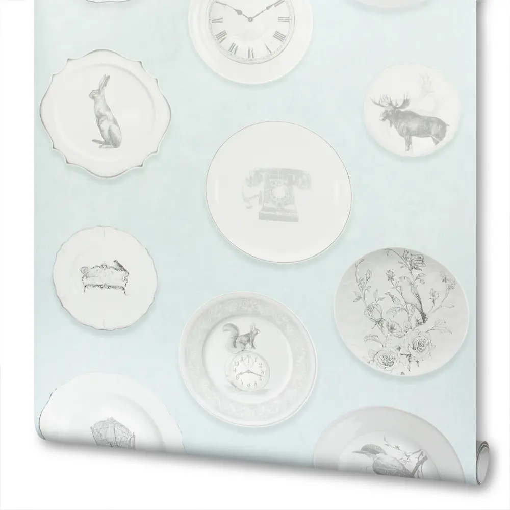 Обои на флизелиновой основе Тарелки 0.53х10 м цвет бирюзовый Ra 512021 Rasch Deco Relief STLM-2137446