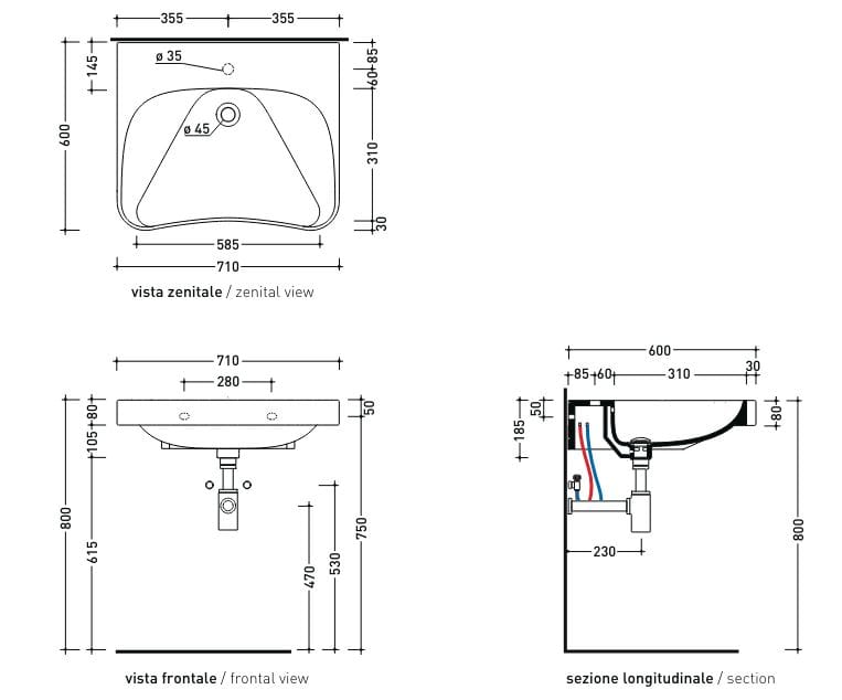 Одинарная раковина с переливом Ceramica Flaminia APP SOLUTION ARCH-00015129 - Вид №4