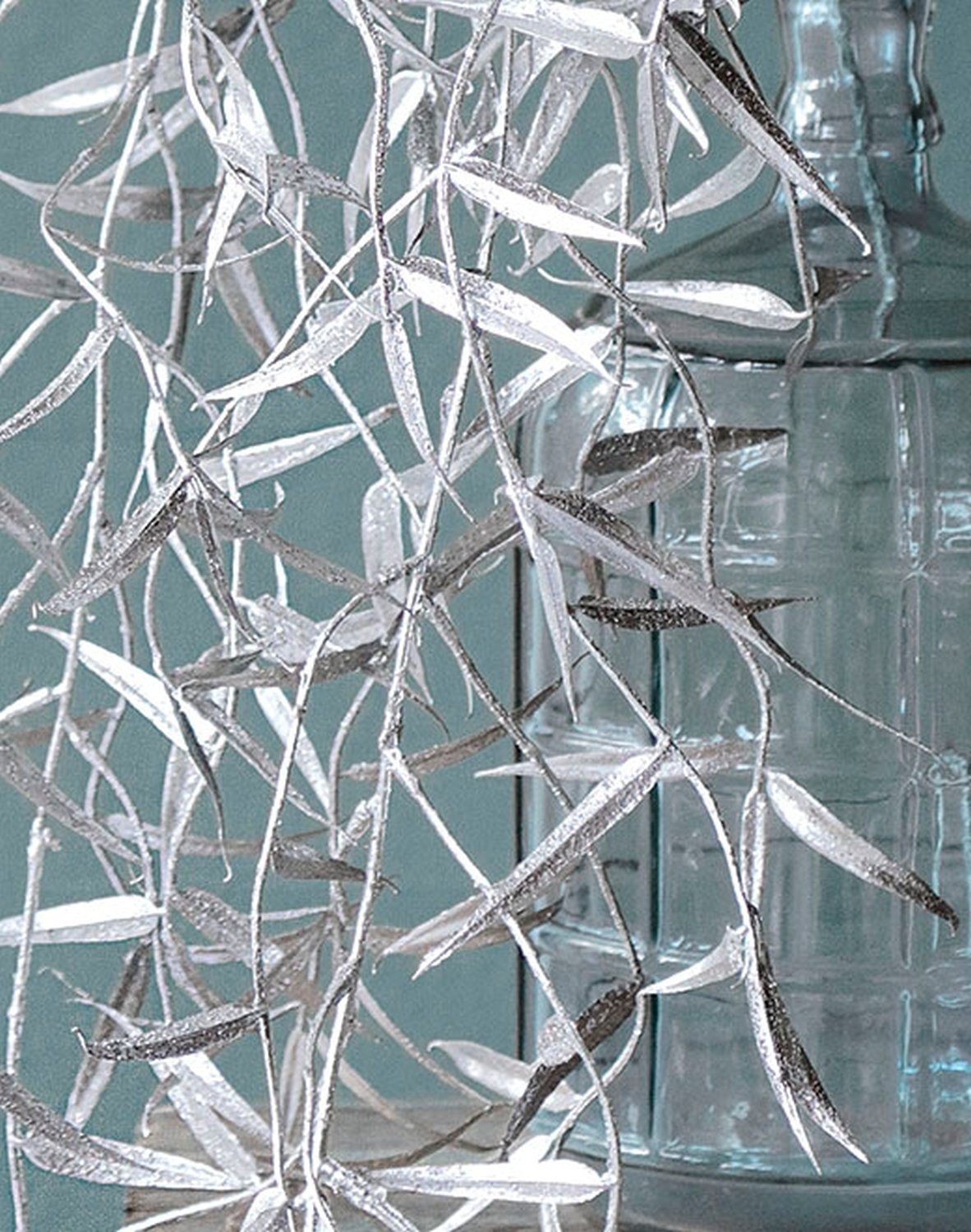 1159 996 a3 Искусственный спрей плакучей ивы, 98 см, серебристый H-andreas  - Вид №7