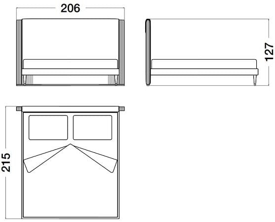 Двуспальная кровать из ткани с мягким изголовьем CPRN HOMOOD Cocoon ARCH-00087068 - Вид №3