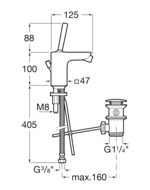 Смеситель для биде из латуни с автоматическим сливом Roca Pals ARCH-00086007 - Вид №1