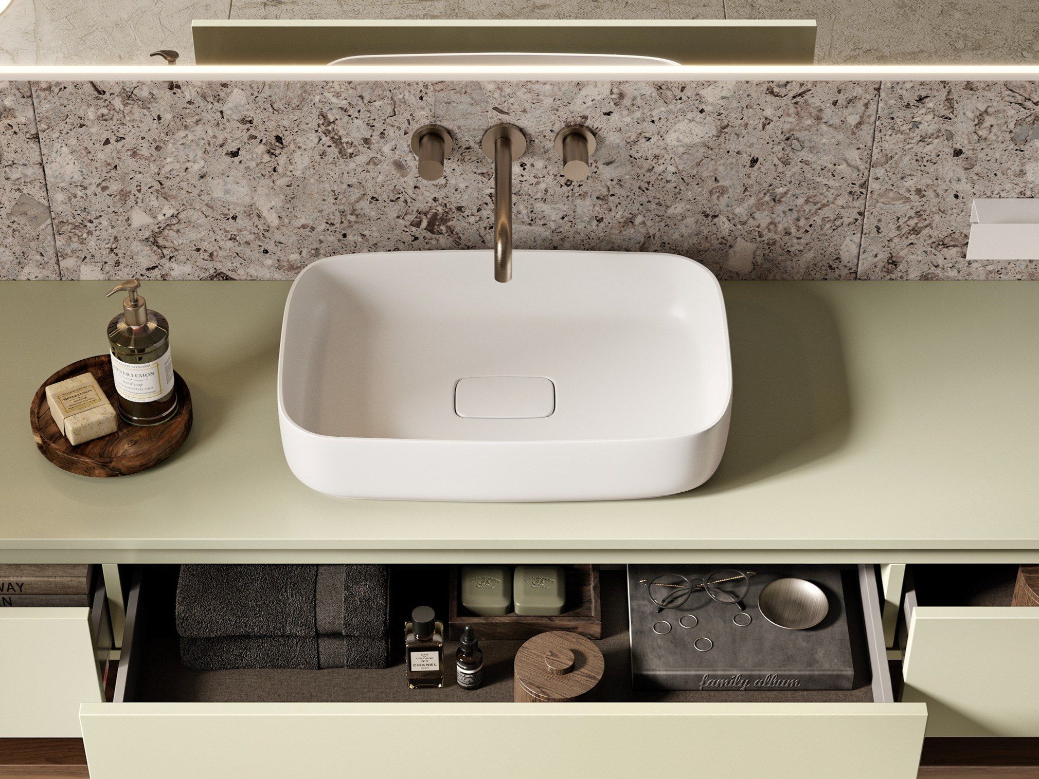 Прямоугольная столешница из твердой поверхности MOMA Design Водяная лилия ARCH-00135433