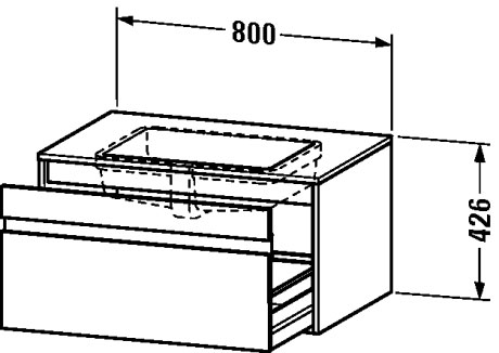 KT689401818 Тумбочка подвесная для встраиваемого снизу умывальника f-bonded Ketho #KT6894 800 x 550 мм Белый матовый, декор Duravit - Вид №1