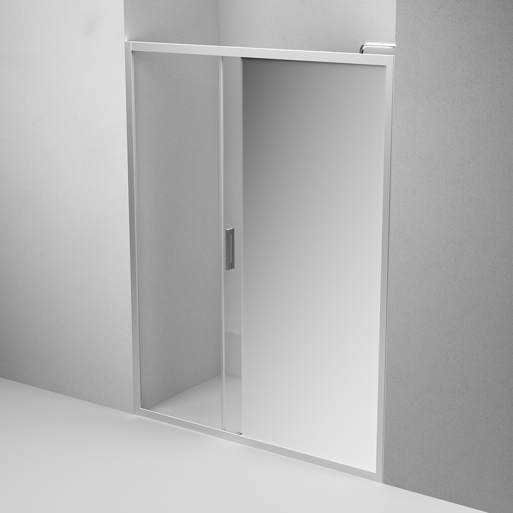 W90G-150-1-195MMir Solo Дверь душевая 150х195 стекло зеркальное профиль матовый хром AM.PM Gem - Вид №4