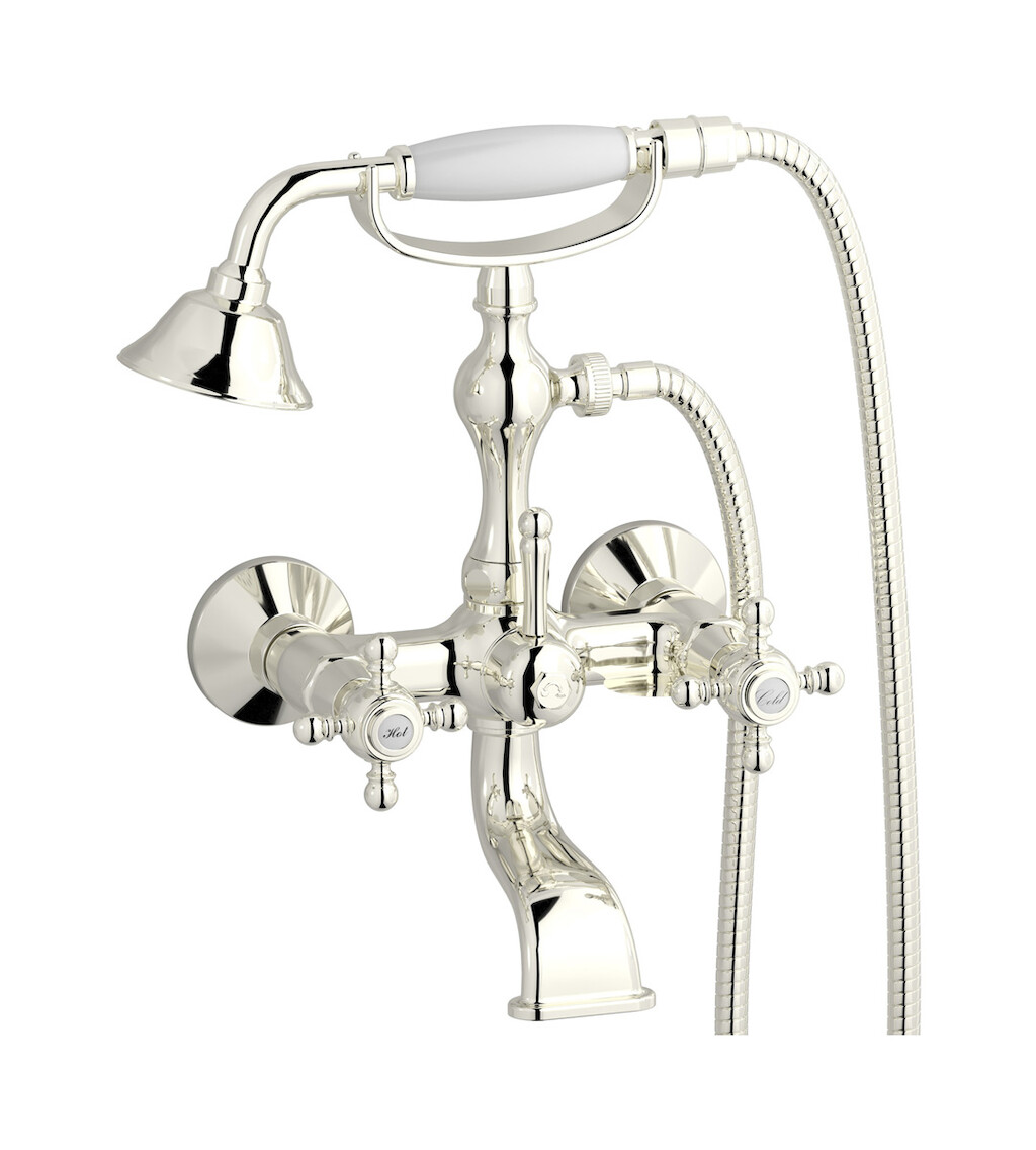 Настенный смеситель для ванной в комплекте с душевым гарнитуром WE ARE IB hr250pl Platinum Hermes