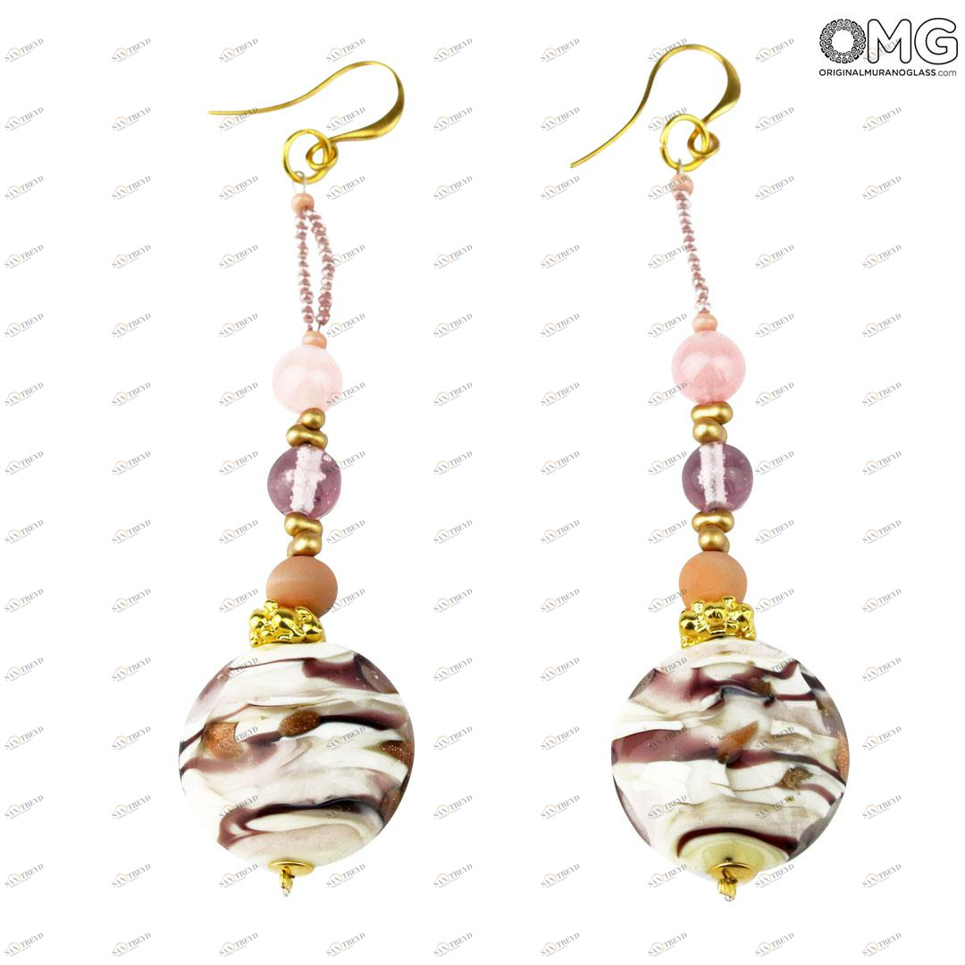 3474 ORIGINALMURANOGLASS Серьги с авантюрином - муранское стекло - Original Murano Glass OMG 5 см 