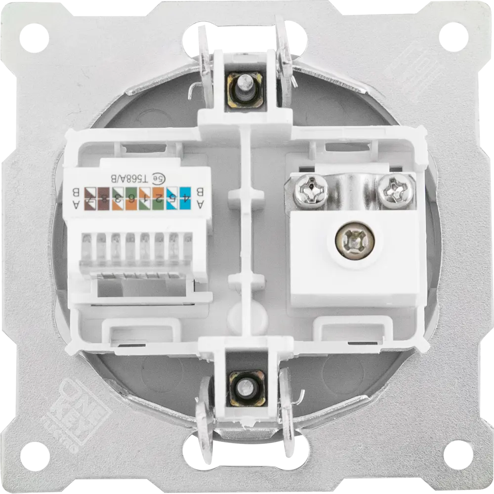 Розетка двойная антенна/компьютер TV/RJ45 кат.5e встраиваемая Onekeyelectro 1E20811302 цвет серый Florence STLM-2089493 - Вид №3