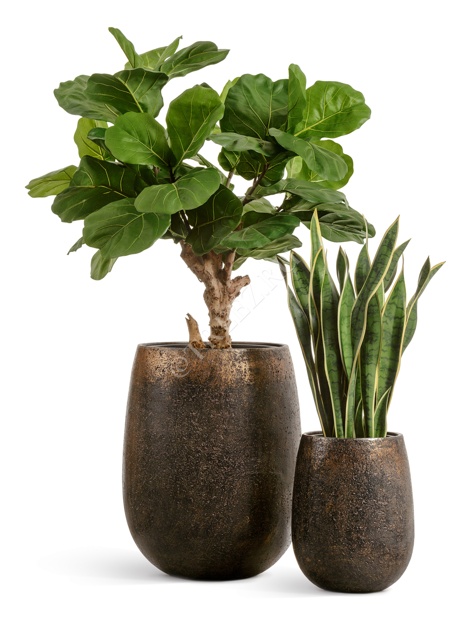 41.3321-04-073-RM-60 Кашпо  Effectory - серия Metal - Округлая чаша - Rough с золотой патиной Цветочная коллекция  - Вид №4