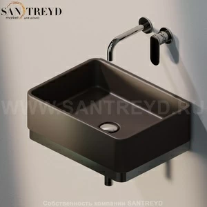 MWL487006 Подвесная раковина настенная прямоугольная Ceramica Flaminia Miniwash черная