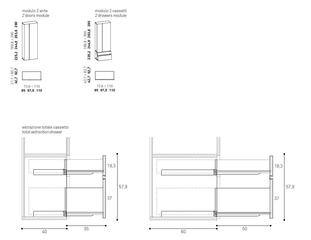 Шкаф с дверцами и ящиками Caccaro Grafik ARCH-00018688 - Вид №5