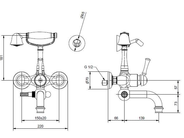 Смеситель для ванны из хромированной латуни Bugnatese Денвер ARCH-00039211 - Вид №2
