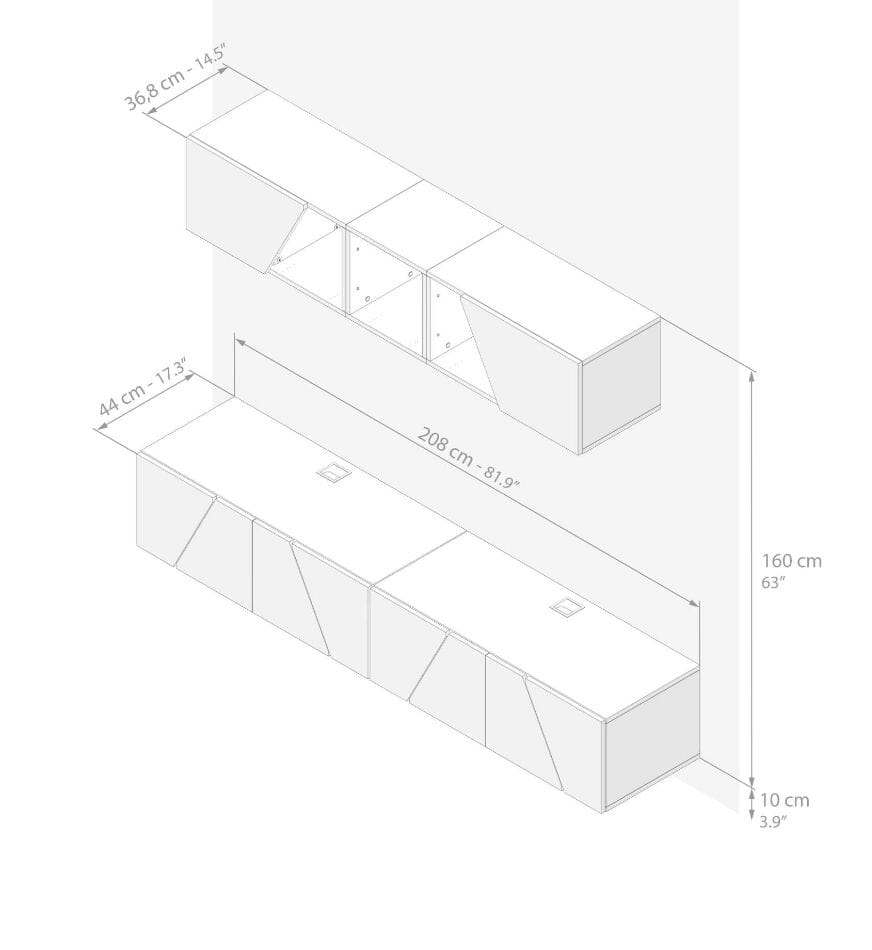 Модульная стена установила оборудованную стену в меламинированном Mobili Fiver EMMA ARCH-00091039 - Вид №60