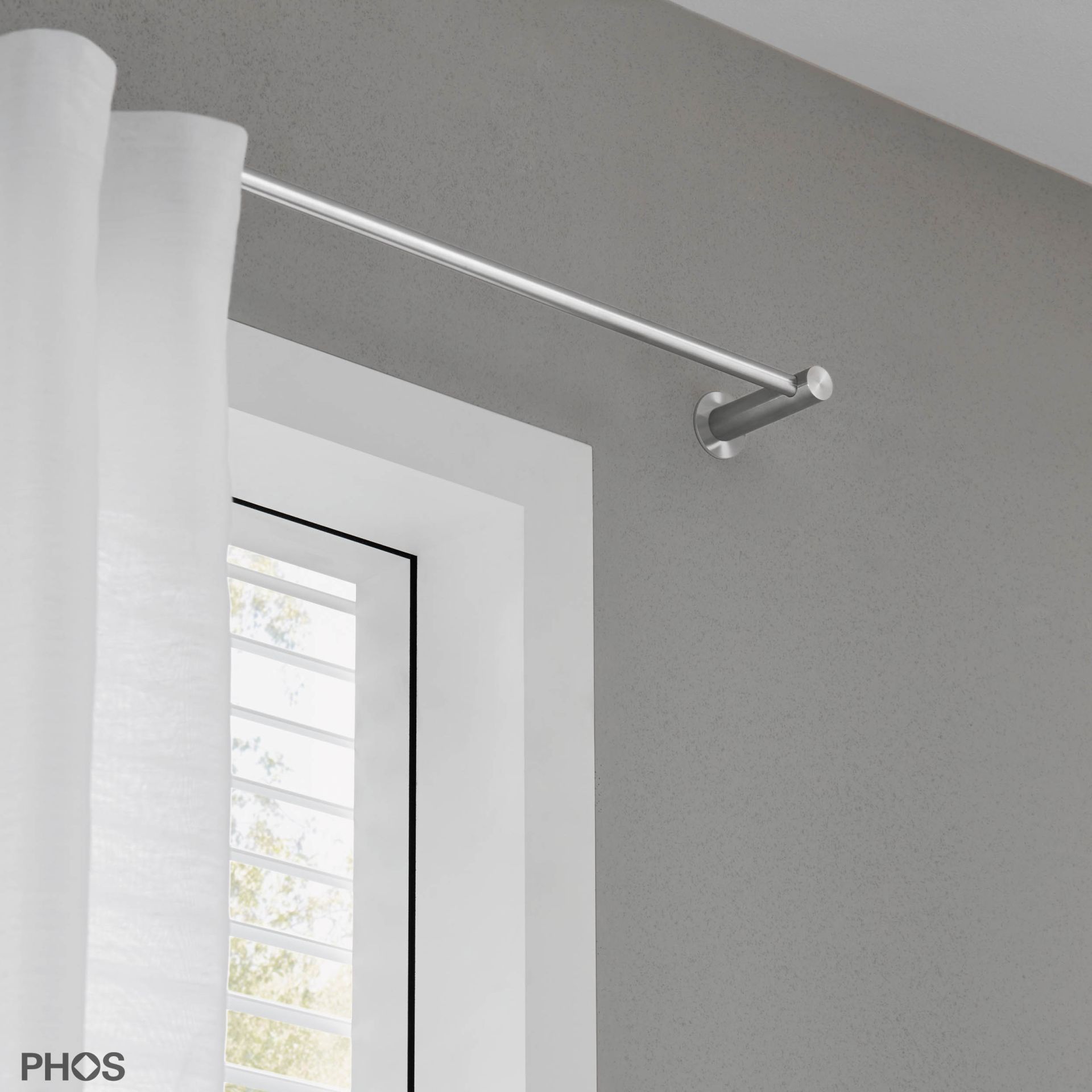VS20-80E3400 Комплект карнизов: 340 см с 2 концевыми кронштейнами и 1 кронштейном в качестве центральной опоры (небольшое расстояние от стены) PHOS  - Вид №1