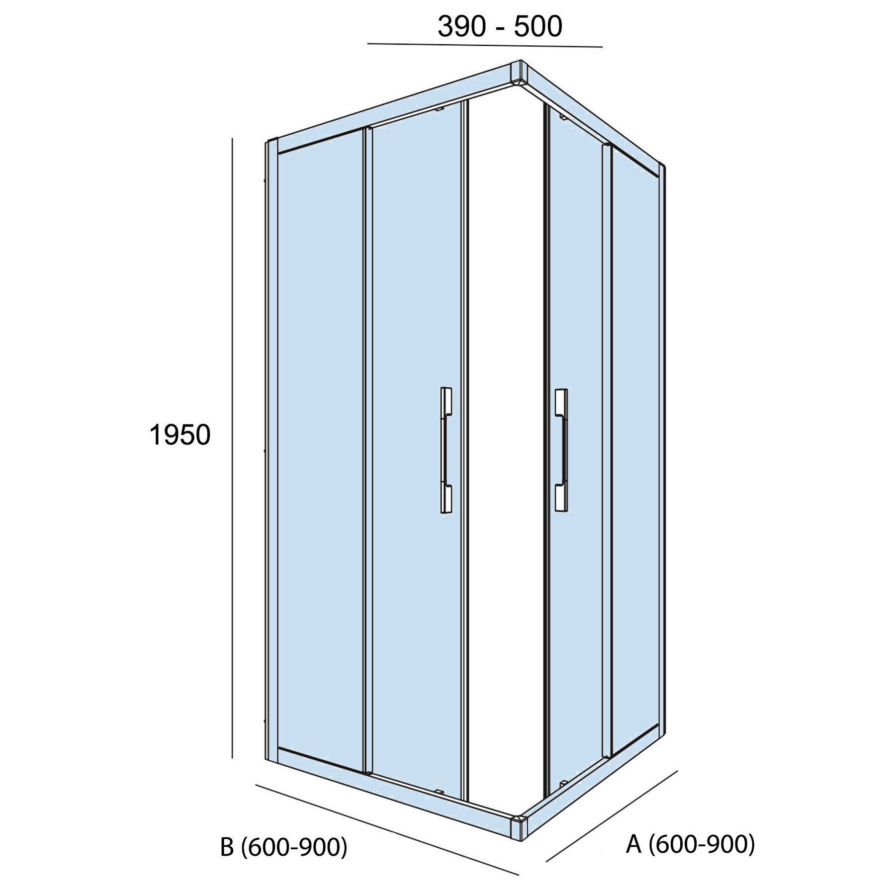82404 SALGAR Душевая перегородка CLEAR Угловой уголок с 2D и 2FP ROAD Screen Print до 900 x 1950 мм - Вид №1