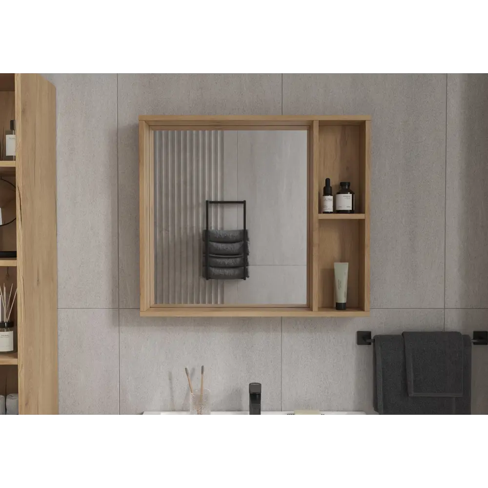 Зеркало для ванной Сохо KONSENSA с полками 80x69.6 см цвет светлый дуб STLM-2199660 - Вид №6