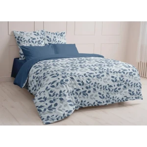 Комплект постельного белья Шуйские Ситцы Листья полутораспальный бязь синий
