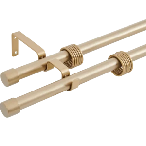 Карниз двухрядный раздвижной d19/16 мм заглушка 160-320 см цвет бронза