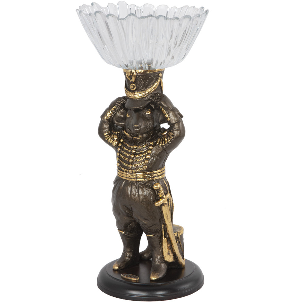 52081 BOGACHO Фруктовница-конфетница Бравый гусар Литьевой мрамор / стекло  - Вид №2