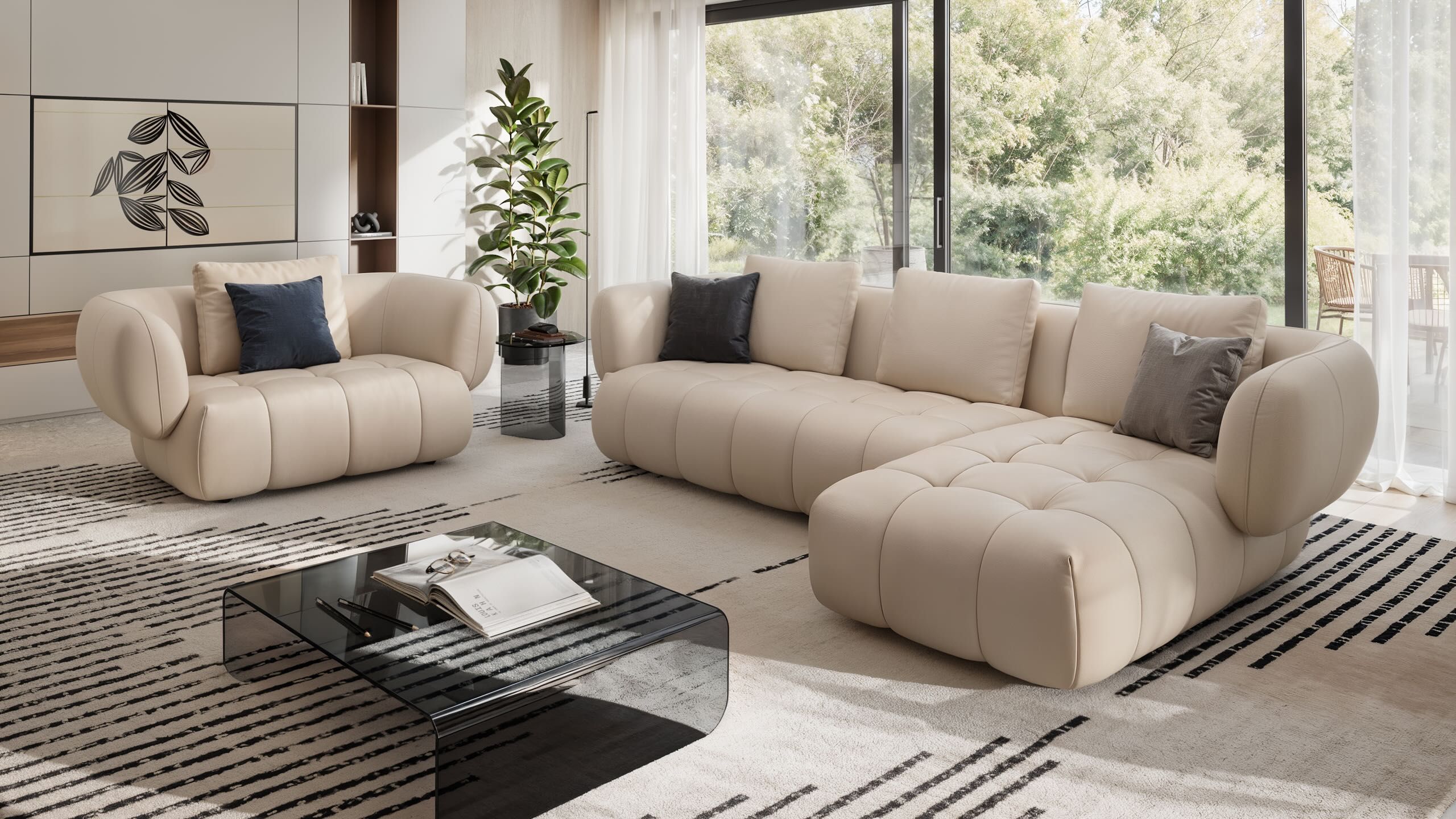 Кожаный диван с полуостровом на 4 места Sofanella море ARCH-00077692 - Вид №7