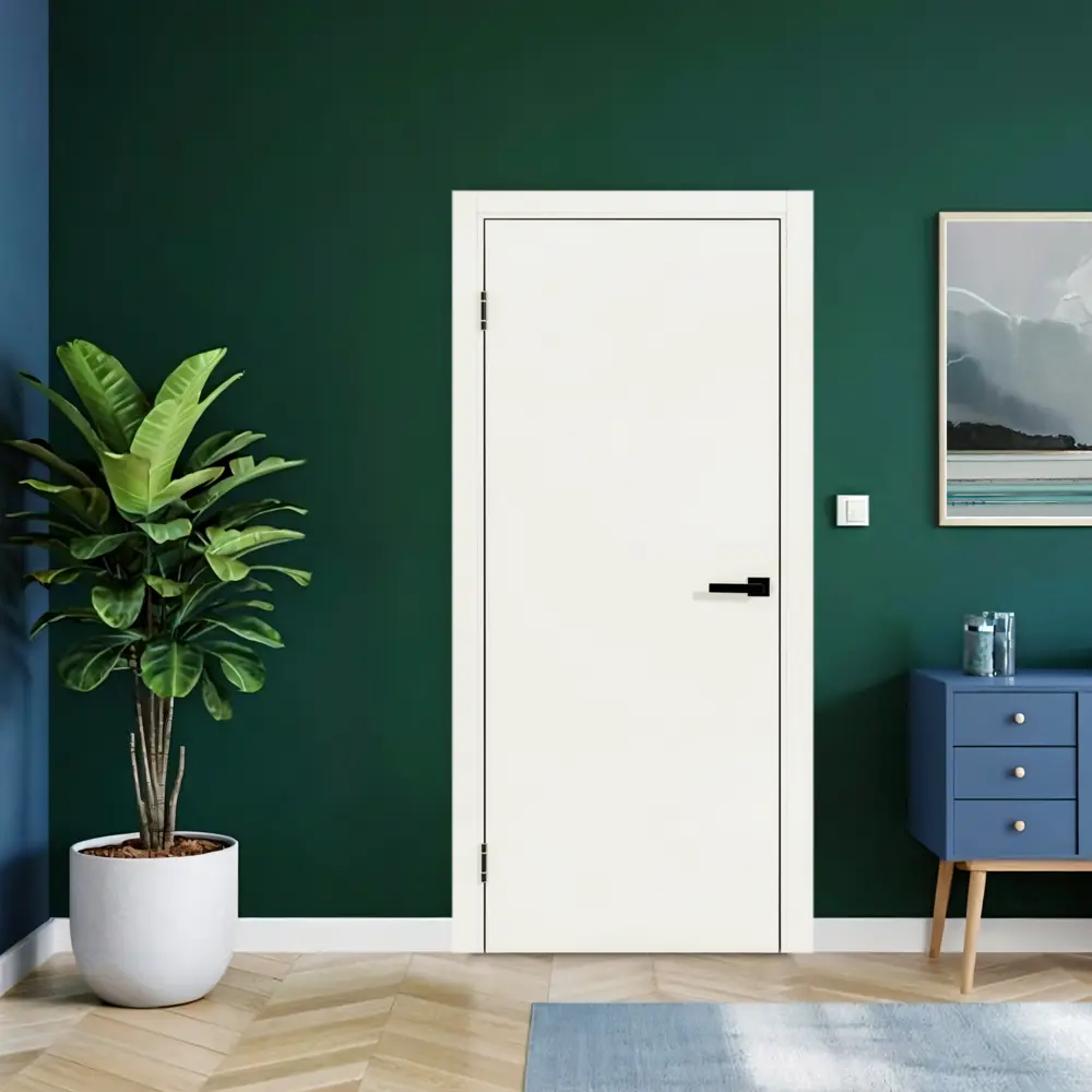Дверь межкомнатная глухая Борно 30 60x200 см полипропилен цвет жемчужный с замком и петлями 89439340 STLM-2096169 PORTIKA  - Вид №5