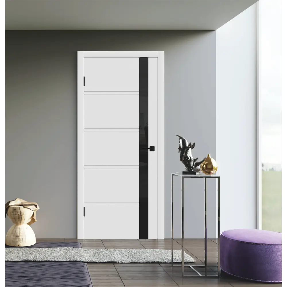 Комплект двери Бостон Х остекленная 60x200 см эмаль белый с добором 150 мм VFD STLM-2076676 - Вид №1