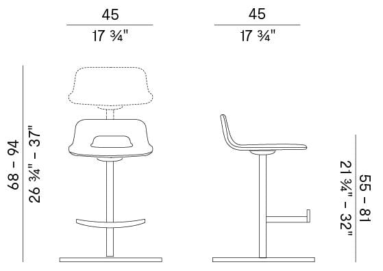 Регулируемый по высоте кожаный высокий стул Potocco торс ARCH-00014994 - Вид №1