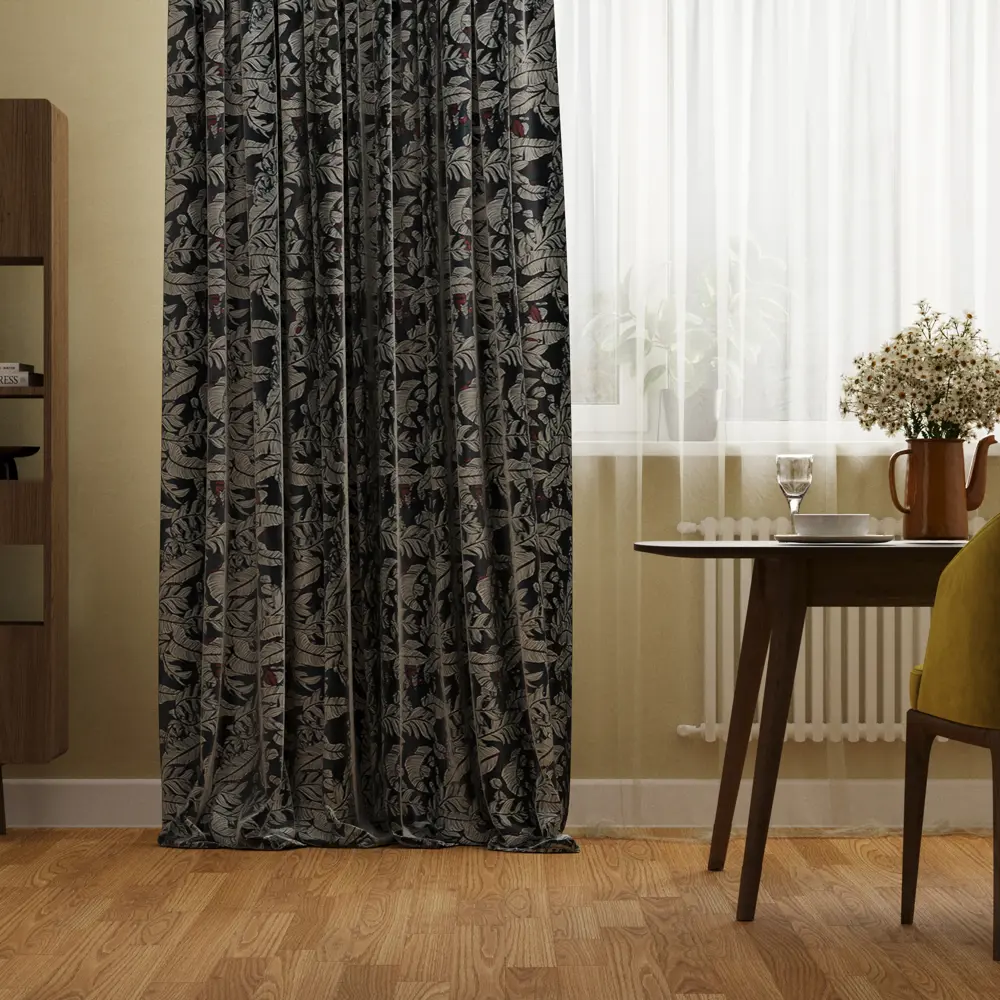 Штора на ленте Цветы 160x260 см цвет синий WITERRA STLM-2129474