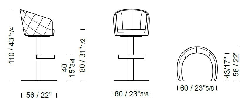 Высокий кожаный стул с подлокотниками Borzalino Zoe ARCH-00007579 - Вид №5