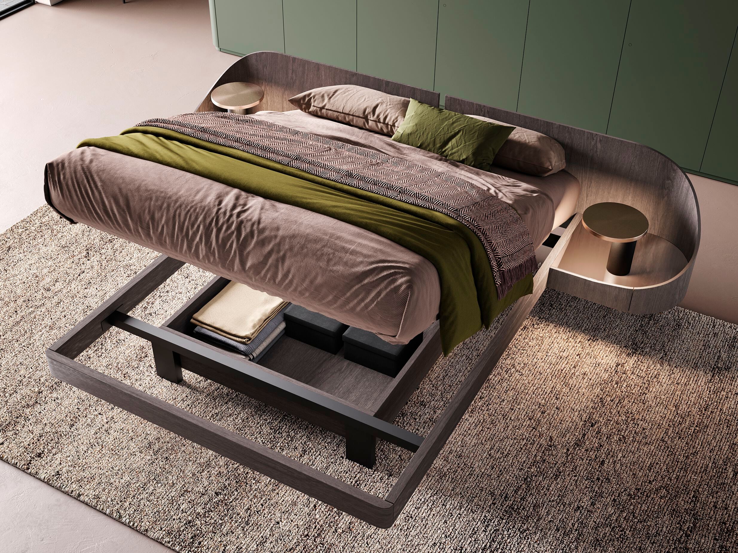 Двуспальная кровать для хранения со встроенными тумбочками Voltan восемьдесят ARCH-00024335 - Вид №1