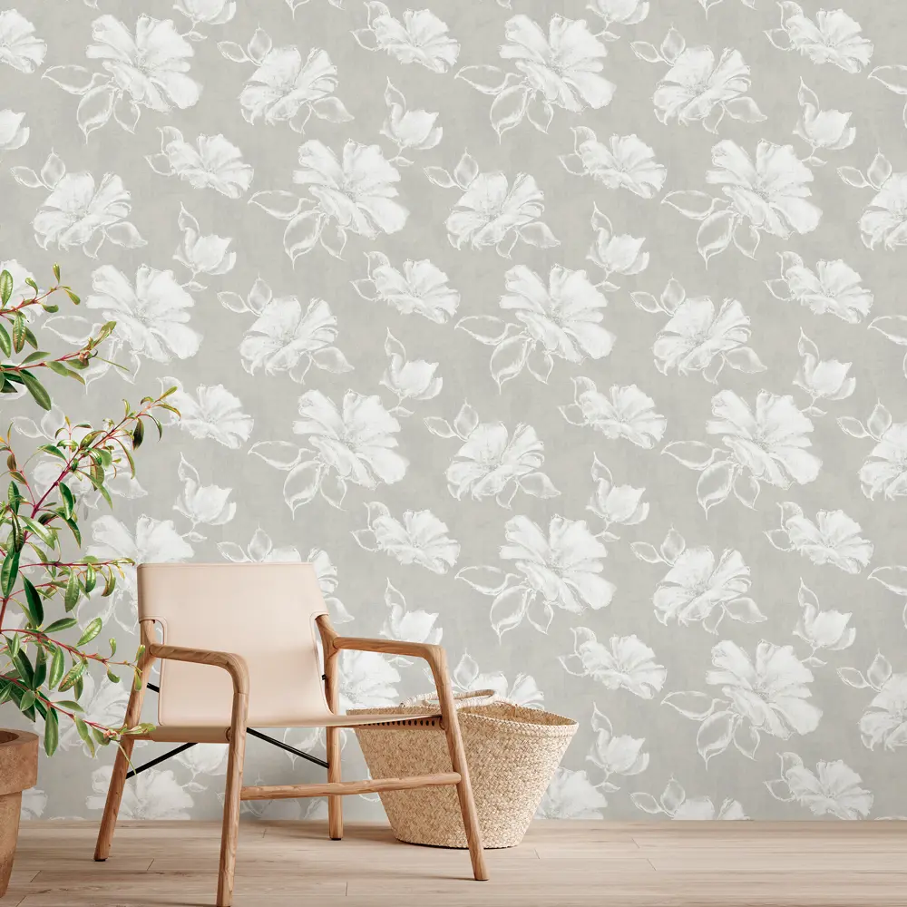 ELYSIUM Лантана: флизелиновые обои с цветочным узором в бежевых тонах 89402935 STLM-1566894 - Вид №2