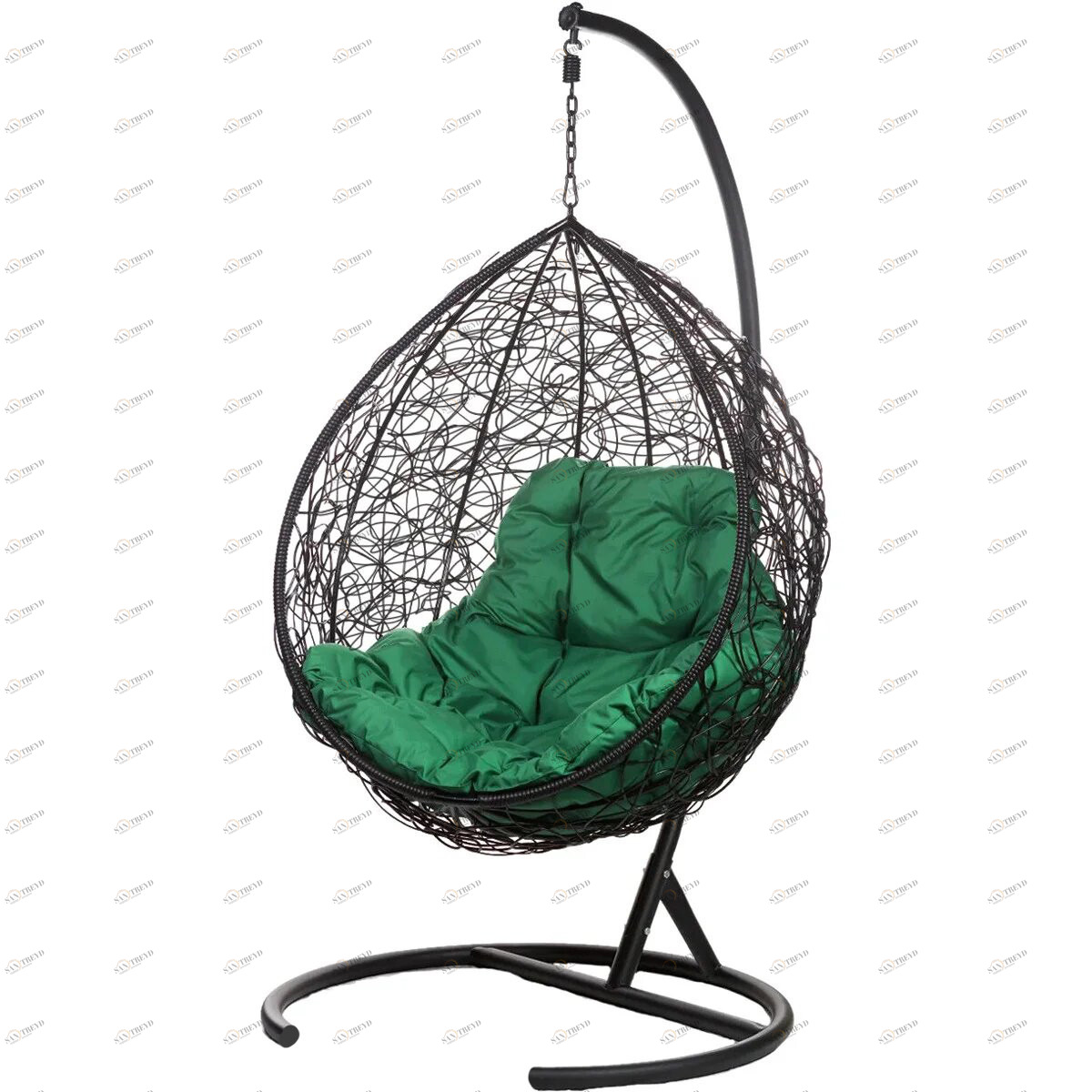 Подвесное кресло в виде капли черное с зеленой подушкой Tropica Black BIGARDEN  00-3974105 Черный 