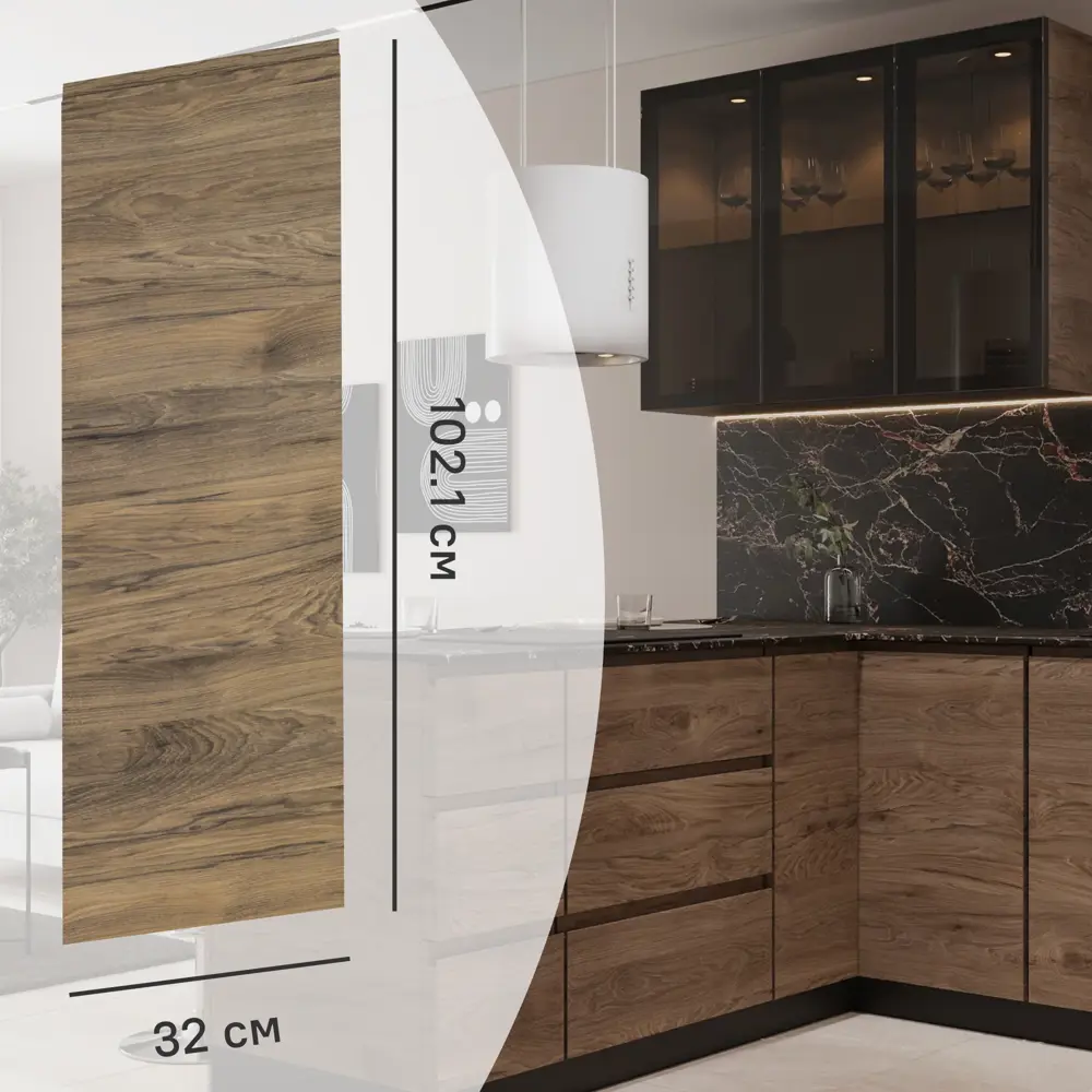 Фасад кухонного шкафа Токио 32x102.1 см KONSENSA ЛДСП цвет темное дерево Токио темное дерево STLM-2118001