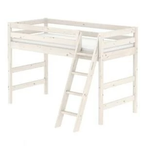 Кровать Flexa Classic полувысокая с наклонной лестницей, белая, 200 см