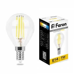 Лампа светодиодная Feron "Шарик" E14 7W 2700K LB-52 25874 FERON  00-3956793 Прозрачный