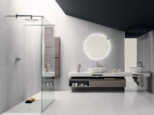 Деревянный подвесной умывальник со встроенным умывальником