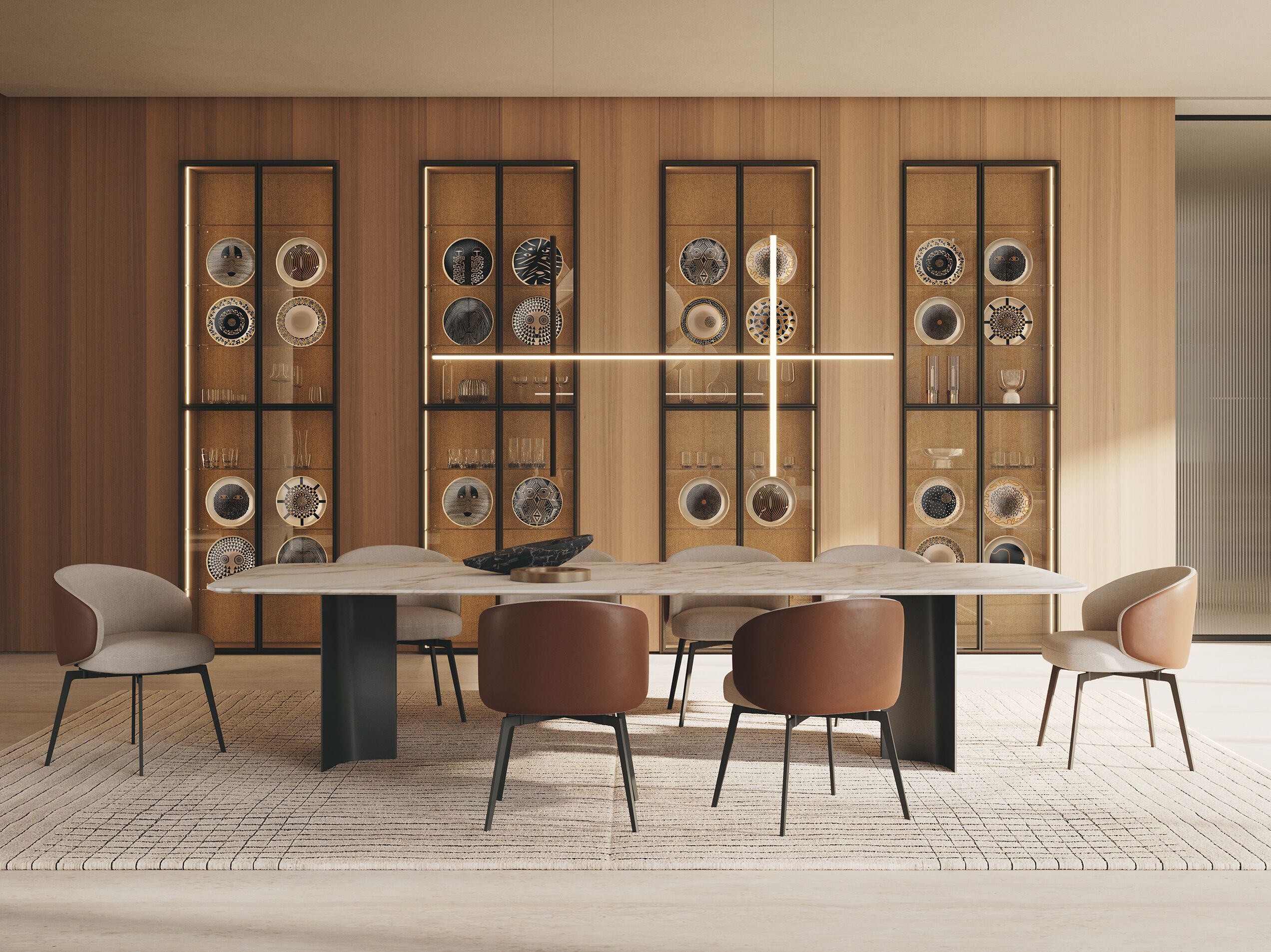 Прямоугольный стол из реконструированного мрамора и металлического основания Lema GULLWING ARCH-00129261