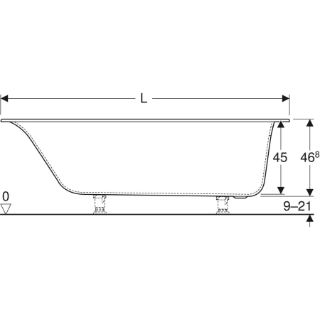 554.006.01.1 Прямоугольная ванна Geberit Soana, узкий край Geberit  - Вид №3