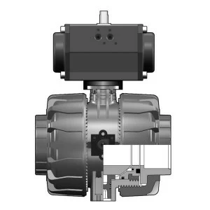 SANIT 902084210 2/2-ходовой шаровой кран ВКД, ПВХ-C, D 16 - 110 г, клей рукав, Северная Каролина
